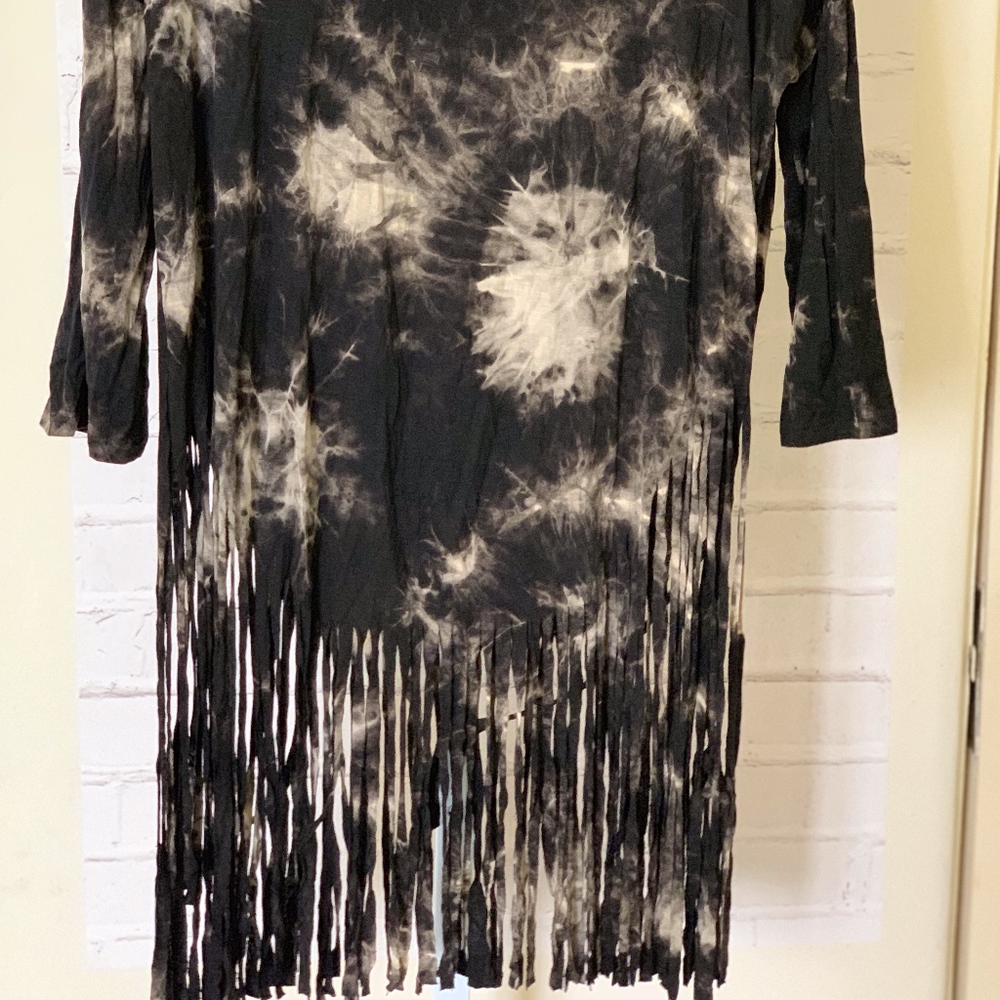 NWT Tie Dyed Black and Cream Shirt with Fringes: Buy 1 and get 2nd Free